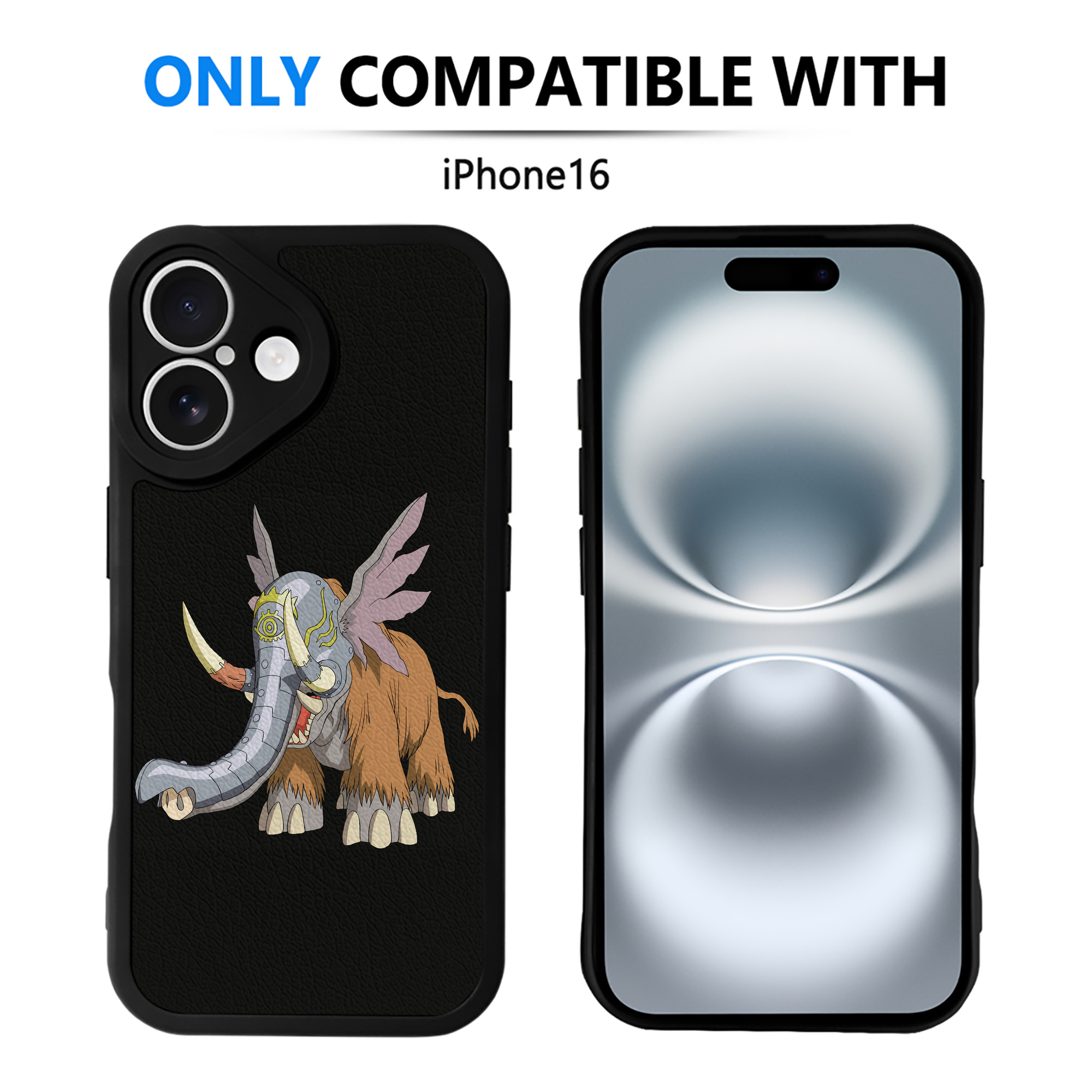 （画像用） Digimon デジタルモンスター/デジモン 【iPhone 16シリーズ対応】シリコンスマホケース（レザー調） 材質：シリコン